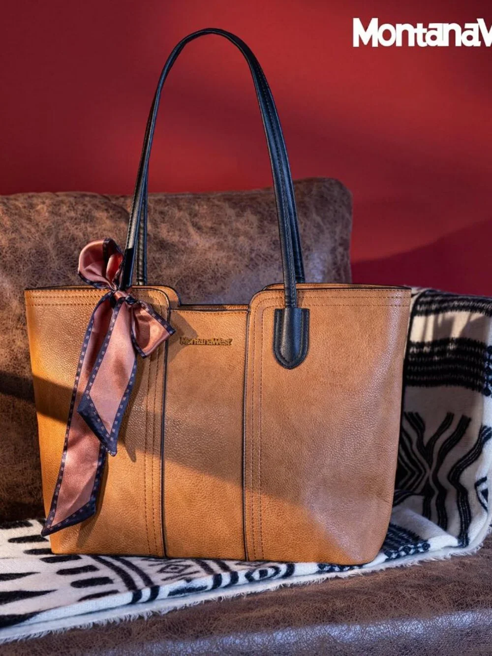 Fashion-Forward Vegan Leather Satchel - Amber Brown Tote with Spacious Interior